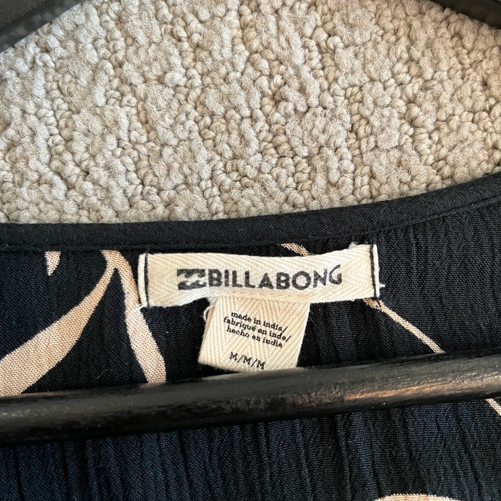 🩷 Billabong Medium Long Sleeve Floral Black Mini Dress Cute, Youthful, Preppy - Picture 5 of 10